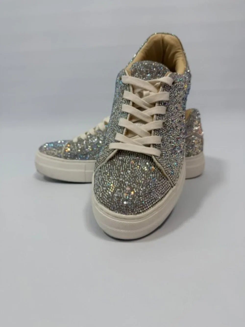Betsey Johnson Sidny Rhinestone Lace Up Sneakers Size 10 *SEE VIDEO FOR SPARKLE* - Picture 3 of 10